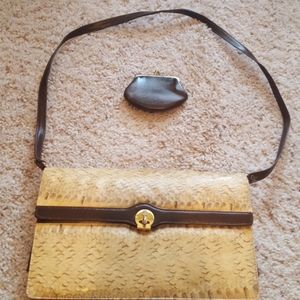 Vintage  Faux Snake Skin Tan Purse
